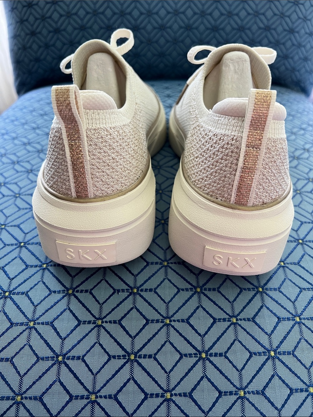 Skechers Women's Cream Knit Lace-Up Slip-On Sneakers - Picture 3 of 7